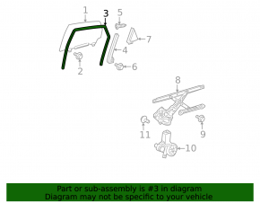 Rear right window seal for Toyota Prius 30 10-15