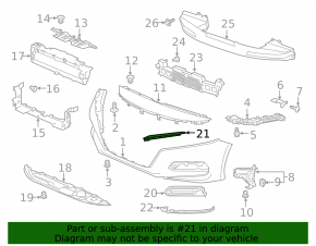Front bumper trim under headlight left Honda Accord 18-20