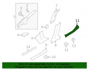 Door sill trim rear right Nissan Leaf 18 - black