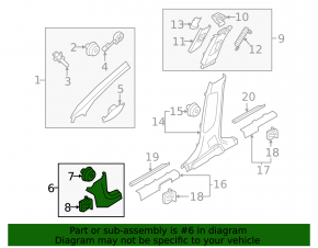 Kia Sportage 23-26 black lower left front pillar trim
