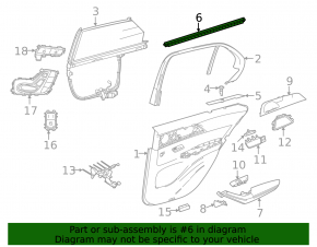 Inner glass seal for the rear right door of a Mercedes X167 GLS 450 20-26