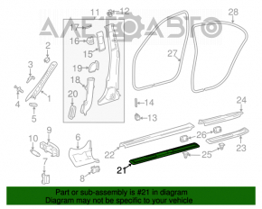 Mercedes W211 outer front right door sill trim, chrome