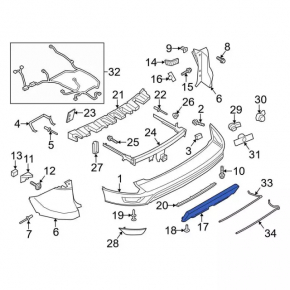 Rear bumper trim lower Ford Escape MK3 17-19 rest, 2 pipes, pressed, scratches