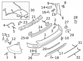 Rear bumper trim lower Ford Escape MK3 17-19 rest, 2 pipes, pressed, scratches