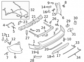 Rear bumper trim lower Ford Escape MK3 17-19 rest, 2 pipes, pressed, scratches