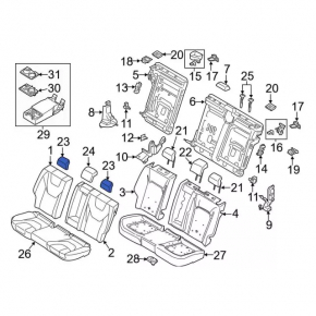Headrest rear left Ford Fusion mk5 17-20 leather black
