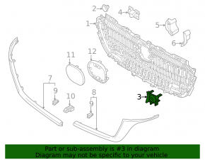Right radiator grille plug for Mazda CX-70 25-26 for parking sensors