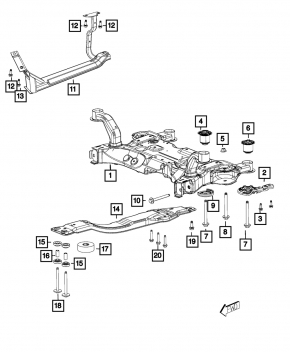 Right front subframe lug for Dodge Journey 11-20