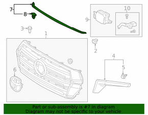Radiator grill seal Toyota Land Cruiser 16-21