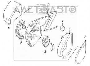 Right side mirror assembly for VW Jetta 11-18, convex, heated, BSM, turn signal