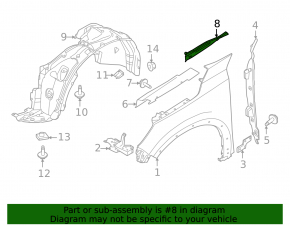 Right windshield wiper grille seal Infiniti QX60 22-26 rear