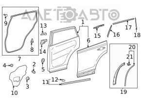 Bare rear left door Toyota Rav4 19-20 white 2QJ, butt