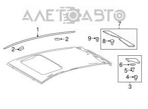 Rear central roof trim Toyota Prius 50 16-22 broken fasteners, scratches