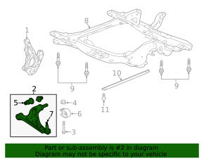 Lower front right control arm GMC Terrain 18- with silent block, cracked silent block