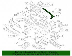 Audi A5 F5 18-25 aluminum trimaran center console trim, with pocket, bumps, broken mount