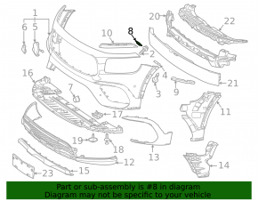 Front bumper mount, central upper left, Mercedes X247 GLB 20-26, large, plastic