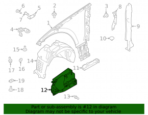 Front fender bracket left center Land Rover Range Rover Velar 18-23
