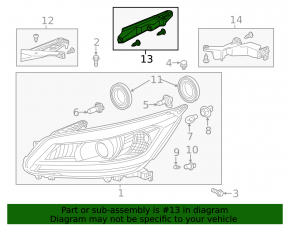 Honda Accord 13-15 front right headlight bracket (upper)