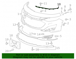 Right front bumper seal for Chevrolet Malibu 16-21