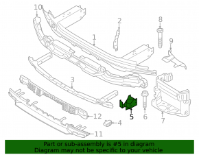 Lower front bumper reinforcement mount, left, BMW 5 G60 24-25 Without m sport pkg, bumper support, Without m sport trim, bumper support