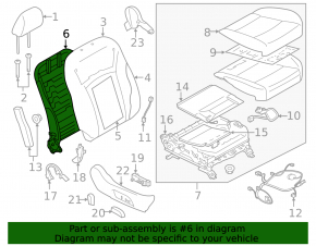 Subaru Outback 15-19 passenger seat backrest adjustment motor without frame
