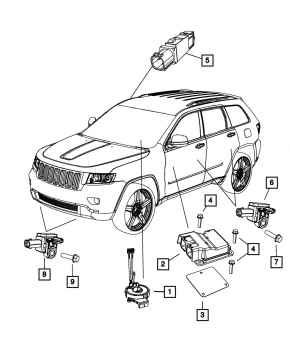 SRS airbag module computer airbags Jeep Grand Cherokee WK2 17
