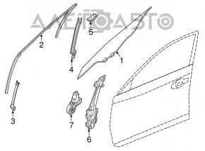 Front left door glass guide Nissan Altima 13-18 front