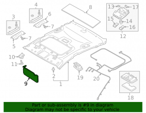 Left visor Kia Forte 20-21 under sunroof, gray