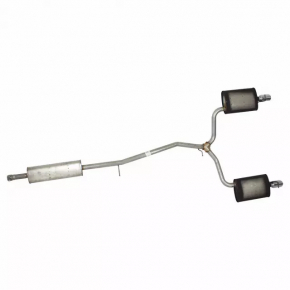 Exhaust line muffler assembly with barrels left right Ford Explorer 11-15 3.5