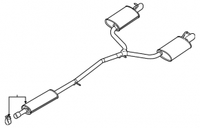 Exhaust line muffler assembly with barrels left right Ford Explorer 11-15 3.5