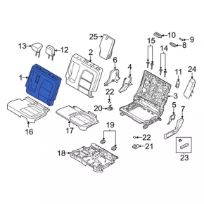 Left rear seat for Ford Escape MK4 2022 without airbag, with armrest, with belt, beige and black cloth, for cleaning, without headrest