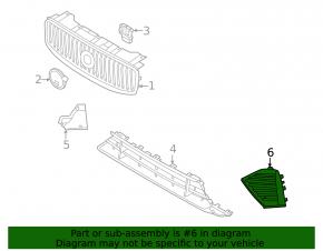 Right front bumper grille for Volvo XC60 22-25 B5, B6, gloss black, with parking sensors, R-Design
