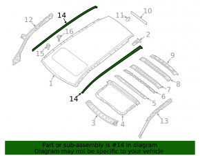Roof lining right Infiniti JX35 QX60 16-20 rest, without panorama