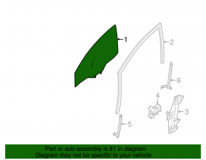 Glass of the front left door Nissan Sentra 13-19