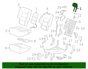 Chevrolet Equinox 22-24 right rear headrest, black and gray cloth
