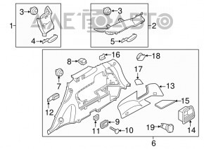 Rear pillar trim left rear Kia Sorento 16-18 beige under subwoofer