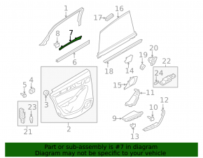 Molding door trim card rear left Audi A4 B8 13-16 rest, under the tree, structure
