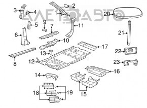 Center pillar trim lower left Dodge Grand Caravan 11-20 gray
