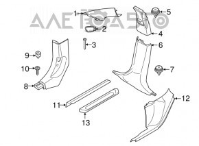 Upper left front pillar trim BMW X3 G01 18-24 black, with plug, scratches