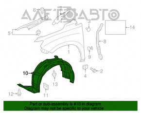 Front left fender liner Lexus RX350 RX450h 10-12 prerest