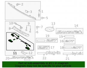 Right tailgate number plate light Hyundai Santa FE 19-23