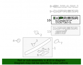Emblem inscription IMPREZA WRX trunk door Subaru Impreza WRX GH 08-14 5d