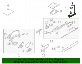 Mazda 6 18-21 black leather front panel trim, upper right