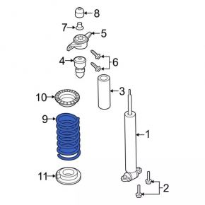 Rear left spring for Ford Fusion mk5 13-20, brown and blue stiffness