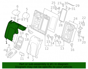 Rear seat row 2 VW Golf 15-19 black cloth, for cleaning
