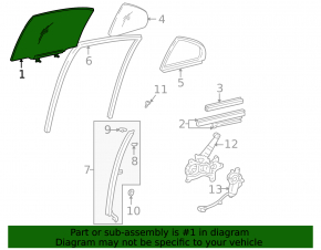 Rear left door glass for Lexus IS200 IS300 99-05