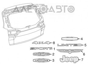 Jeep emblem tailgate Jeep Cherokee KL 14-18 chrome
