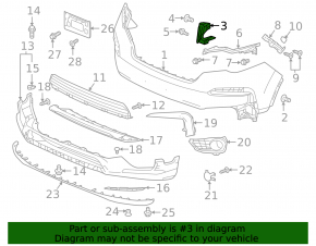 Left radiator grille mount for Honda Pilot 16-22 2019-22
