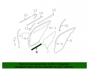 Door seal rear right Infiniti G25 G35 G37 4d 07-13 lower