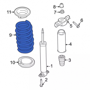 Rear left spring for Ford Edge 19-24, 2 blue, 1 red